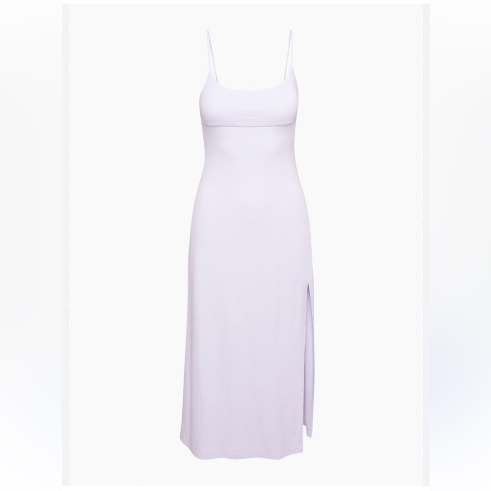 Aritzia Wilfred Dreamweaver Minimalist Slit Lace-Up Midi dress Ice Lavender